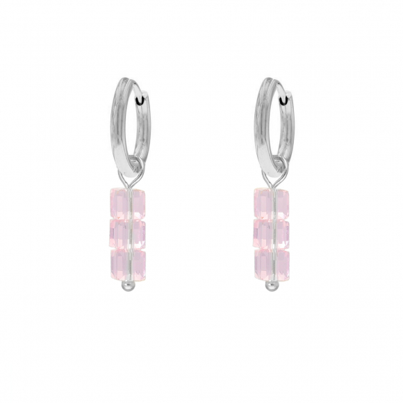 Earrings triple stones pink