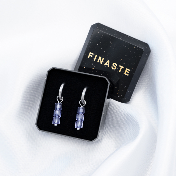 Earrings triple stones lilac