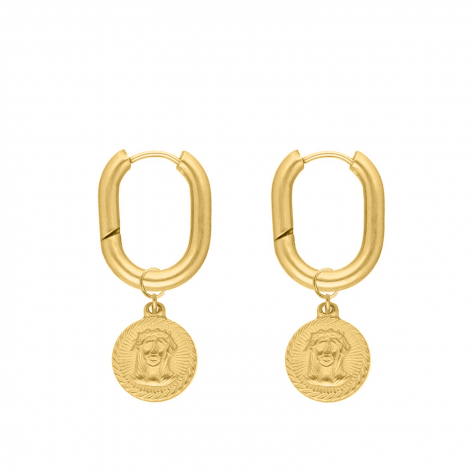 Oval hoops vintage coin goldplated