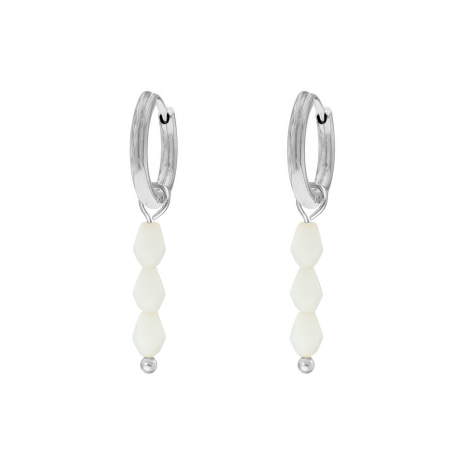 Earrings triple stones white
