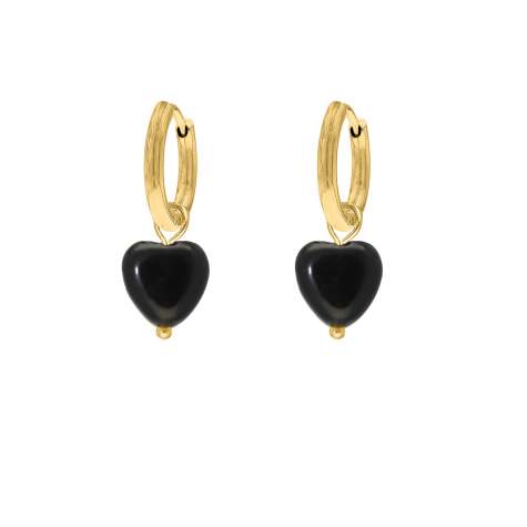 Black heart earrings goldplated