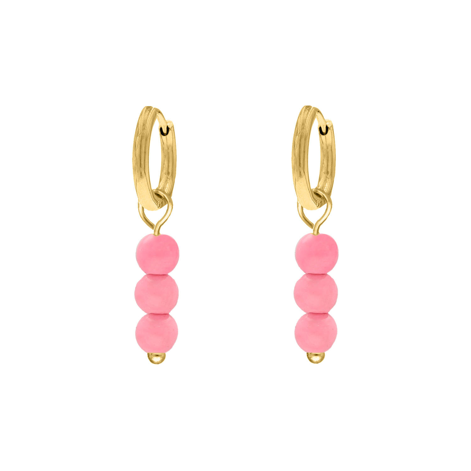 Earrings hot pink goldplated