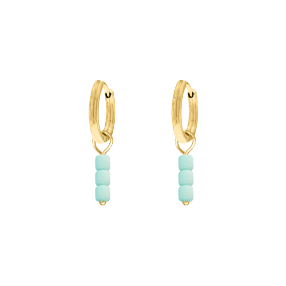 Earrings lightblue beads goldplated 