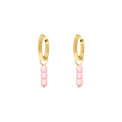 Earrings pink stones goldplated