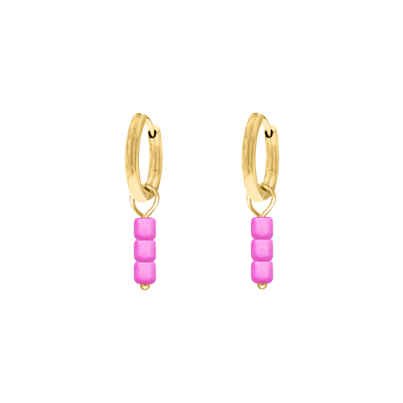 Earrings neon pink stones goldplated