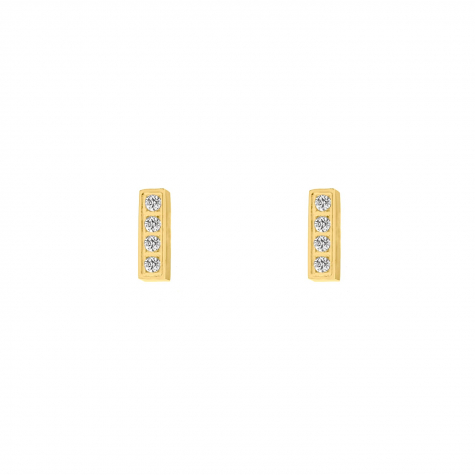 Bar stud oorbellen met steentjes goud kleurig