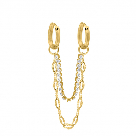 Double hoop tennis & chain goldplated