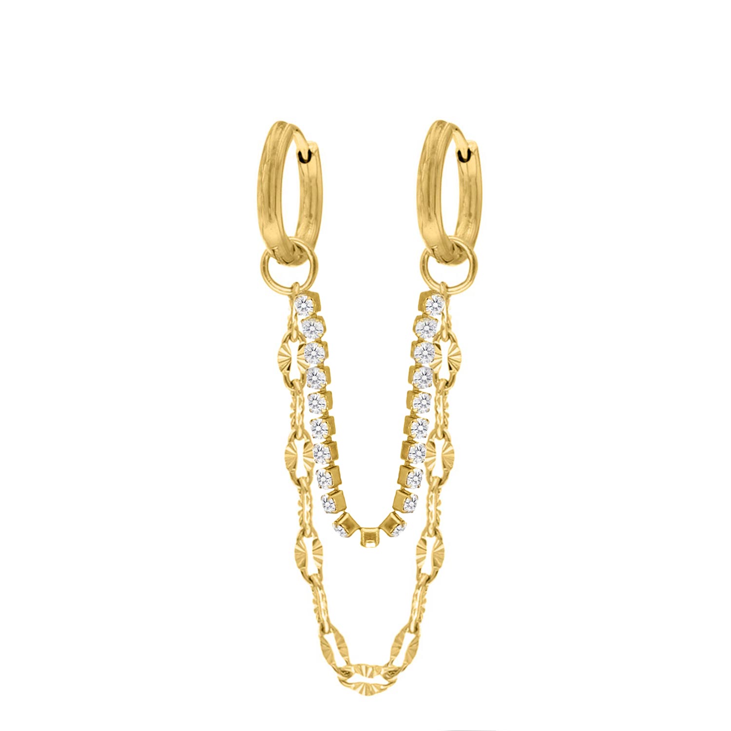Double hoop tennis & chain goldplated