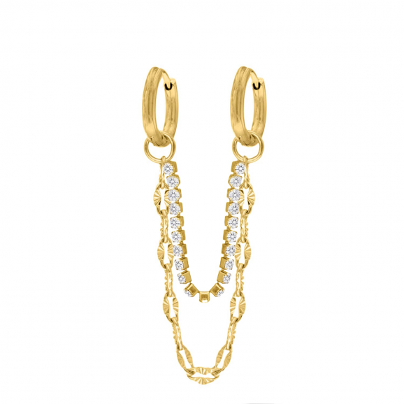 Double hoop tennis & chain goldplated