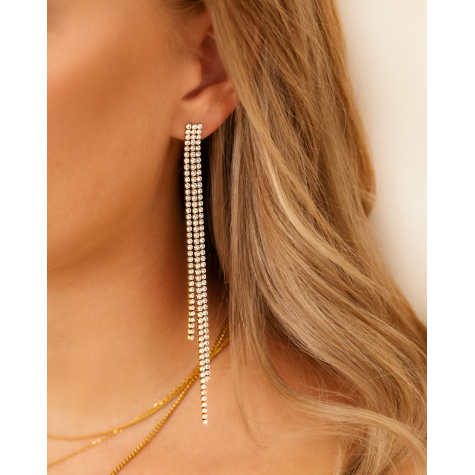Glam tennis earrings goudkleurig