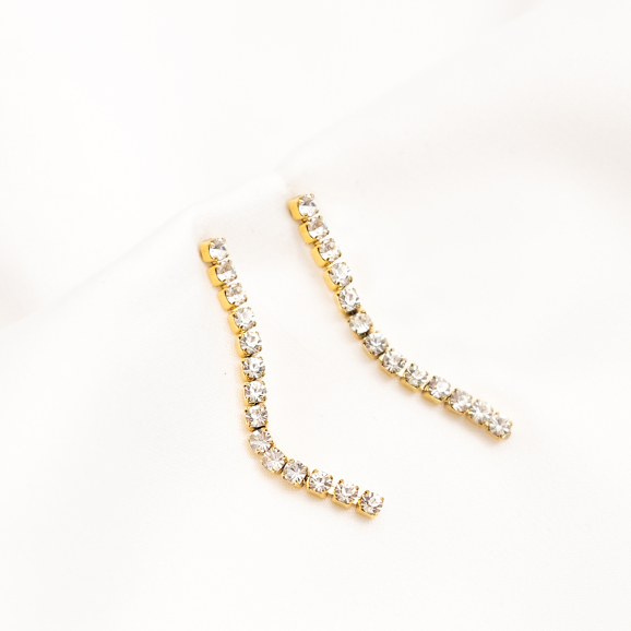 Shiny tennis earrings goudkleurig