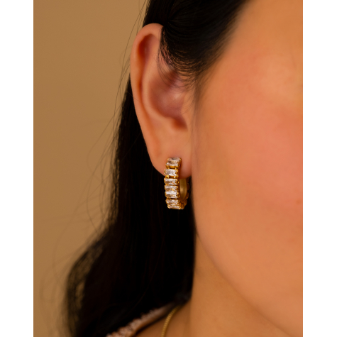 Oval hoops sparkle stones goldplated