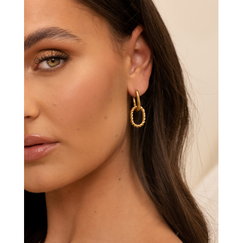 Double hoops twisted goldplated