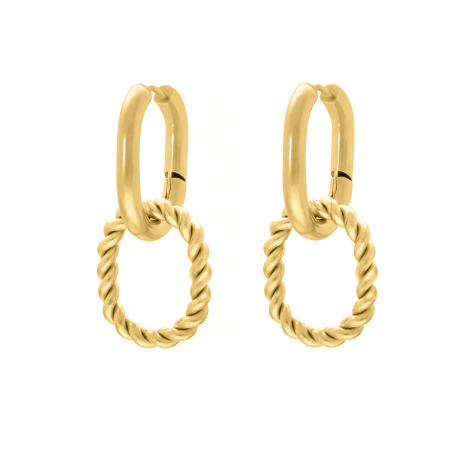 Double hoops twisted goldplated
