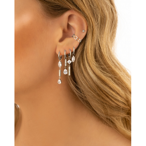 Zilveren oorringetjes met sparkle hanger