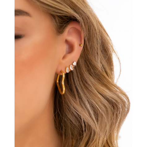Stud oorbellen sparkle oval goldplated