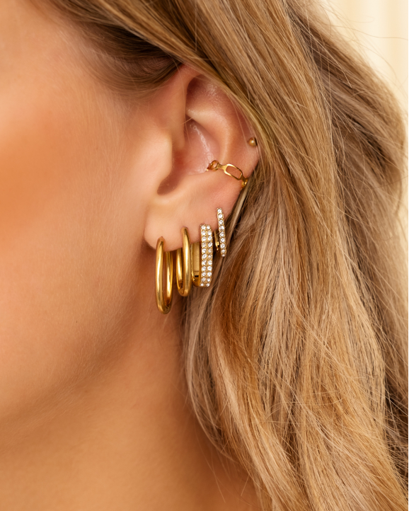 Gouden earparty bij model