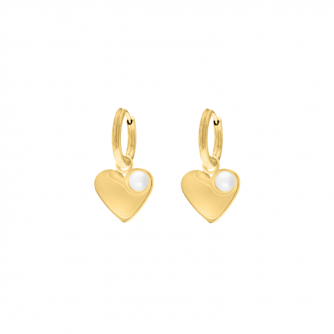 Heart & pearl earrings goldplated