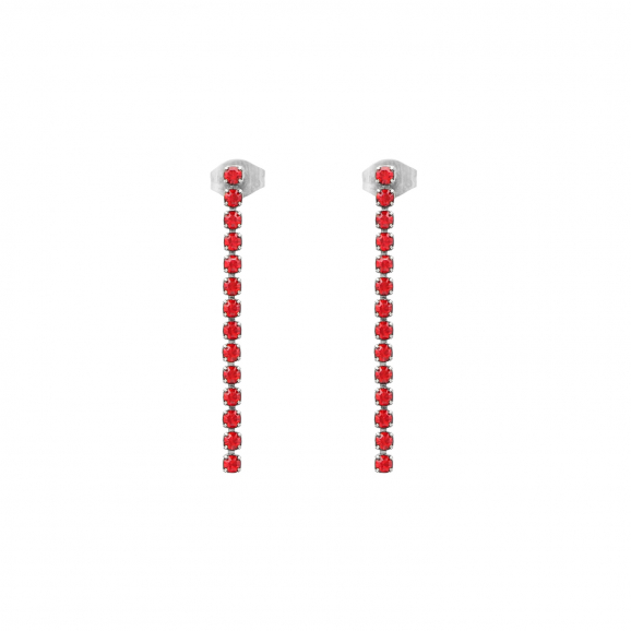 Shiny Red Tennis Earrings