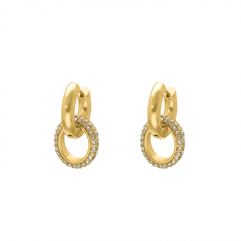 Double crystal earrings goldplated