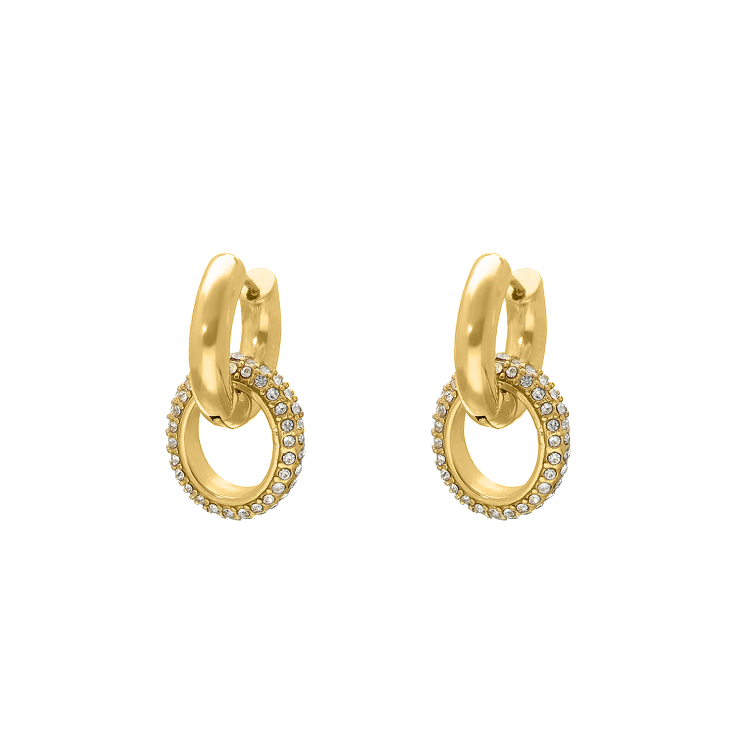 Double crystal earrings goldplated