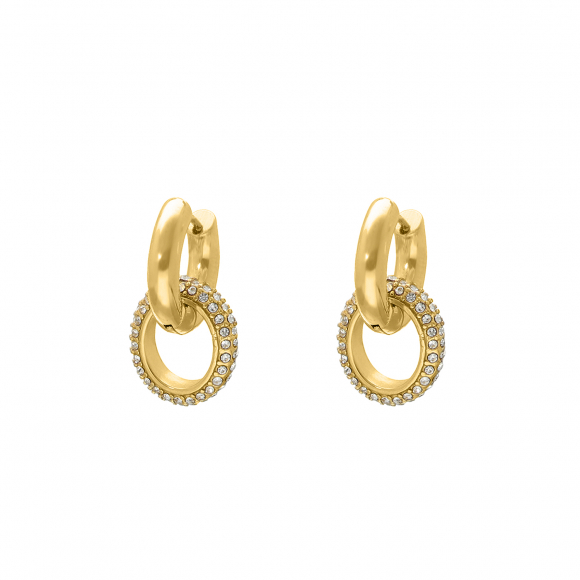 Double crystal earrings goldplated