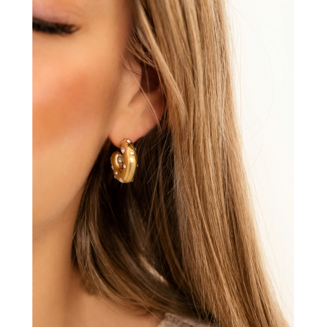 Chunky crystal hoops goldplated