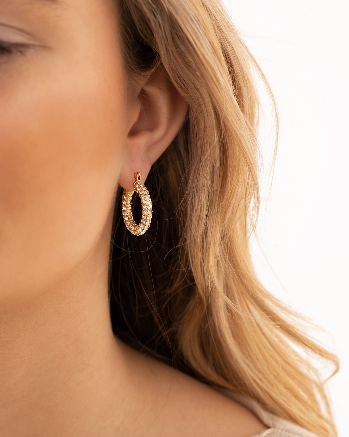 Influencer stone earrings goldplated