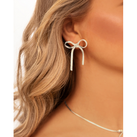 Trendy bow earrings zilverkleurig