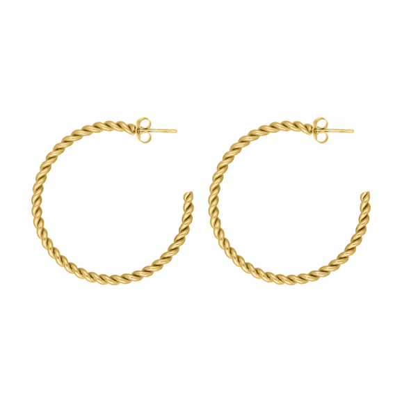 Big twisted hoops gold plated 