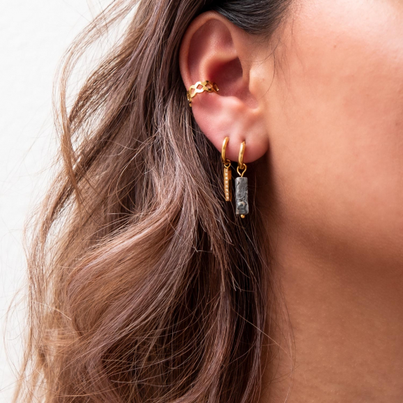 Gouden earparty in oor van model