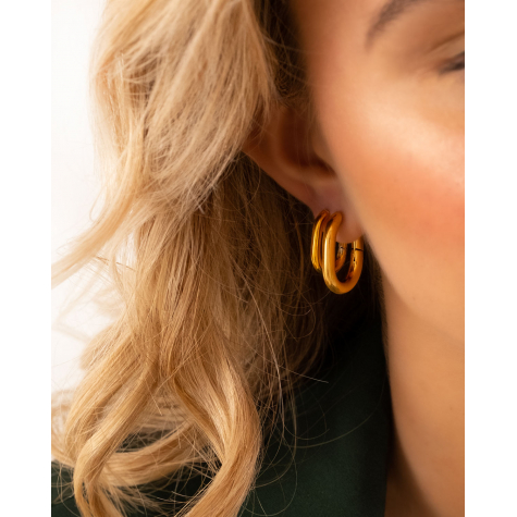 Chunky oval hoop earrings goldplated