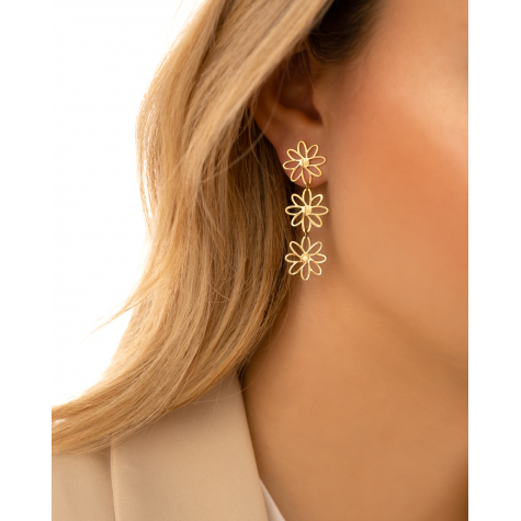 Triple flower earrings goldplated