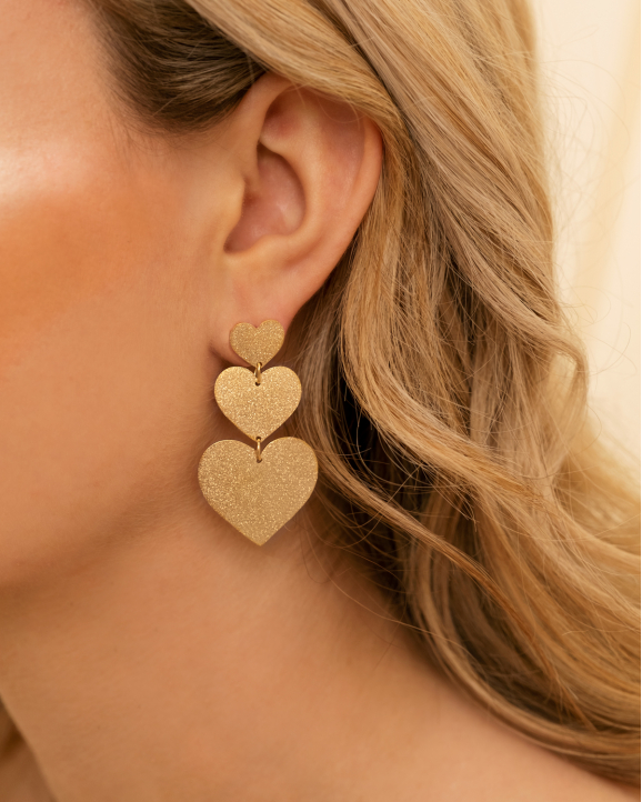 Triple heart earrings goldplated