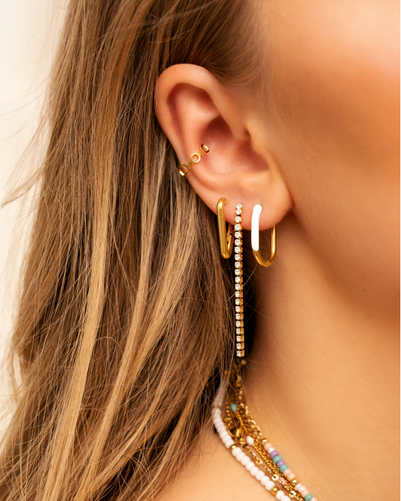 Gouden oorbellen mix met ear cuff