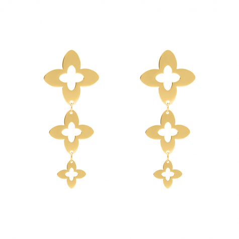 Triple clover earrings vintage goldplated