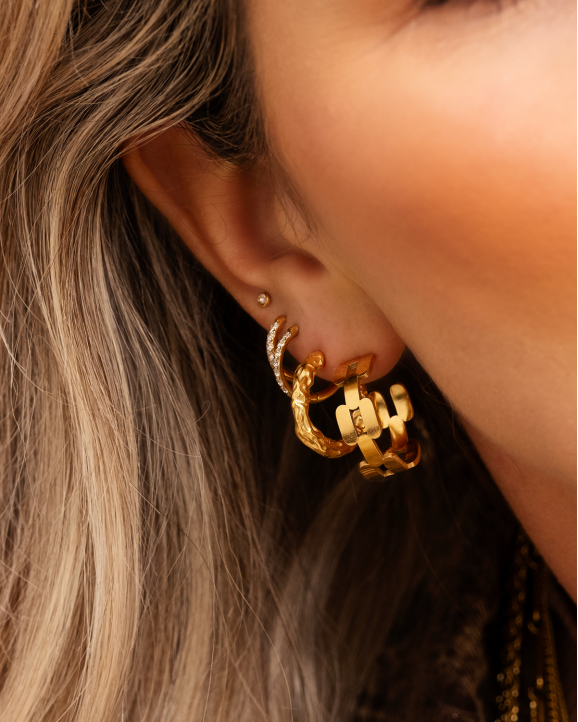 Gouden earparty met hoops
