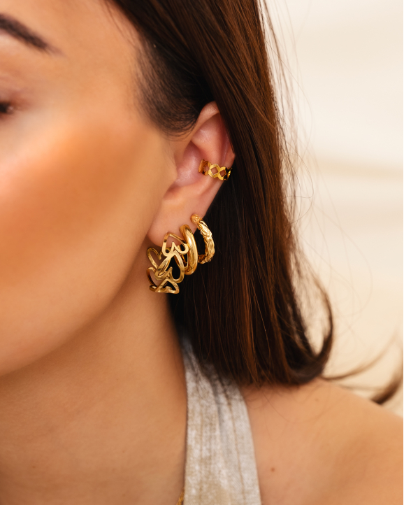 Gouden earparty bij model