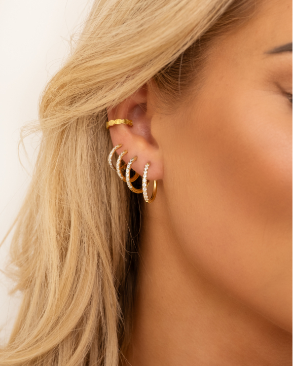 Gouden earparty met shiny oorringetjes