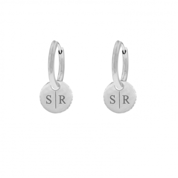 Zilveren gepersonaliseerde oorbellen met twee initialen