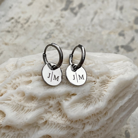 Zilveren gepersonaliseerde oorbellen met twee initialen