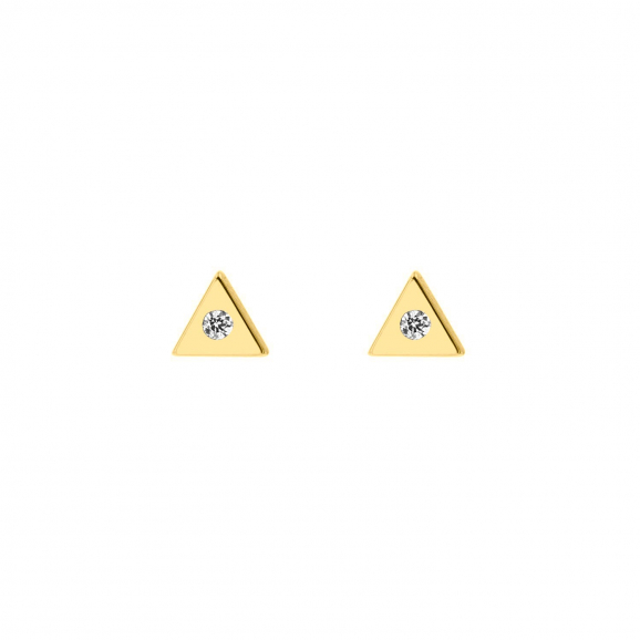 Stud oorbellen driehoek met steentje Goudkleurig