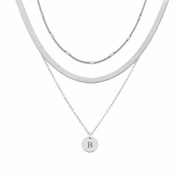 Minimalistische necklace layer set kleur zilver