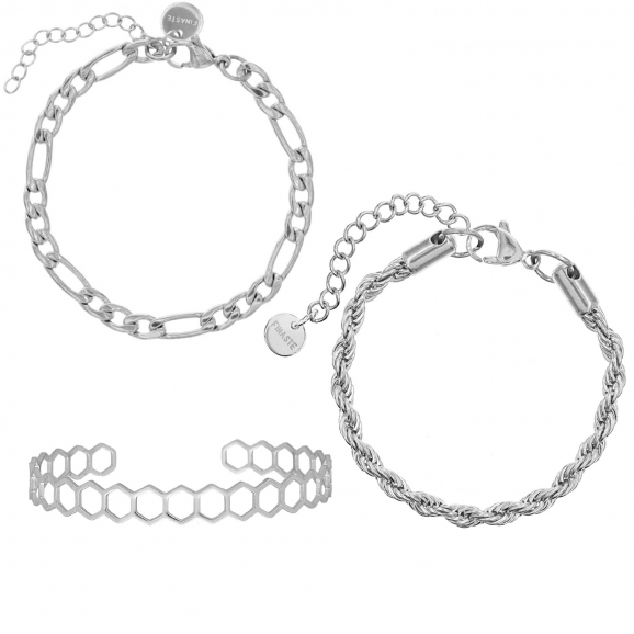 Chain Armbanden Set Kleur Zilver
