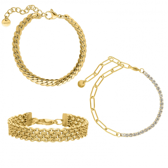 Armbanden set chains kleur goud