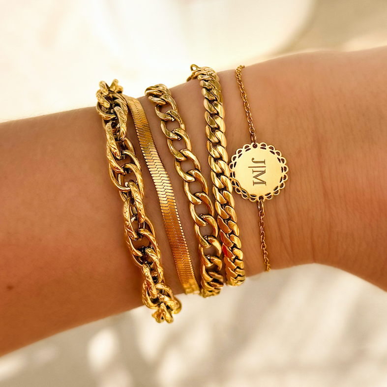 gouden chunky chain armbanden met initials