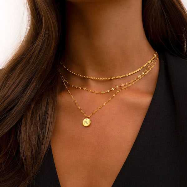 gouden necklace layer