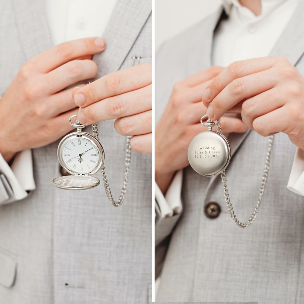 graveerbare pocket watch bruidegom