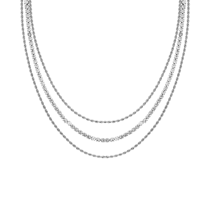 Triple Chain & Tennis Necklace