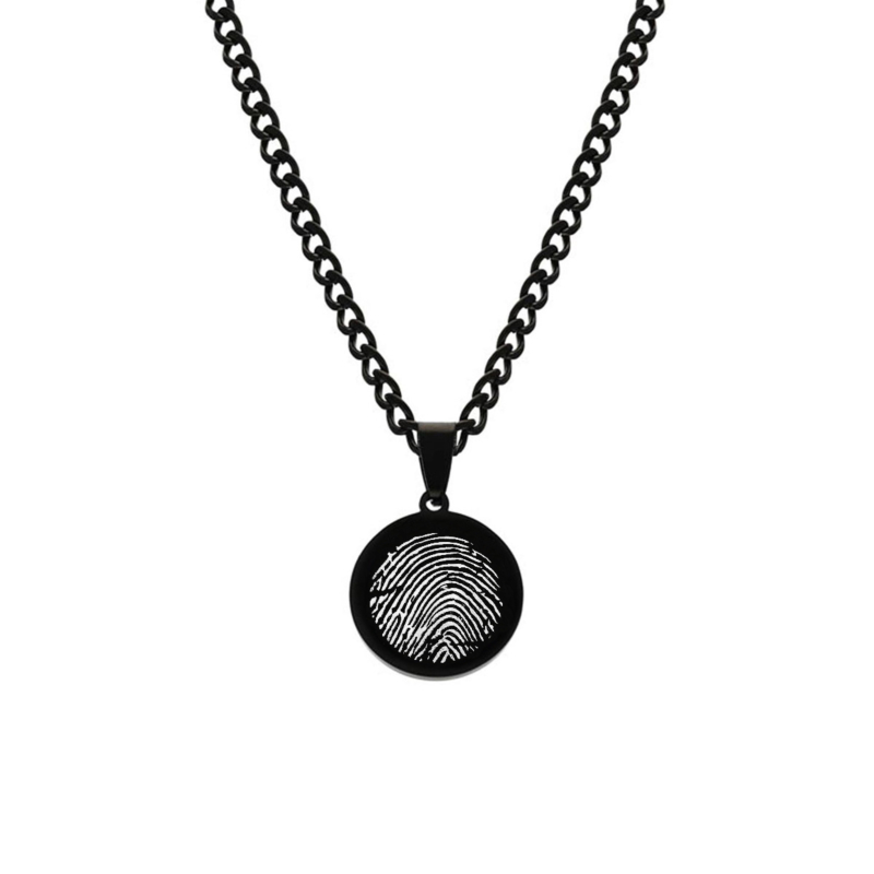 zwarte vingerafdruk ketting voor heren